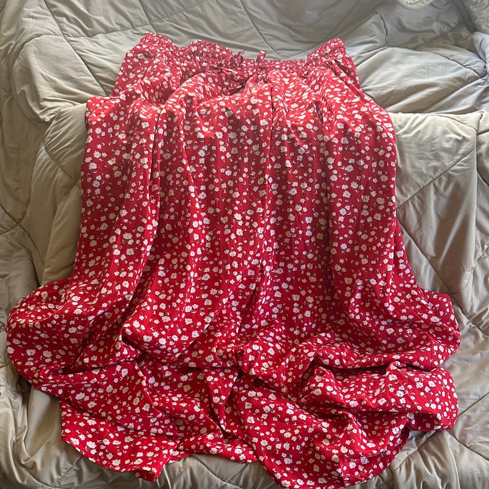 Red Floral Maxi Skirt